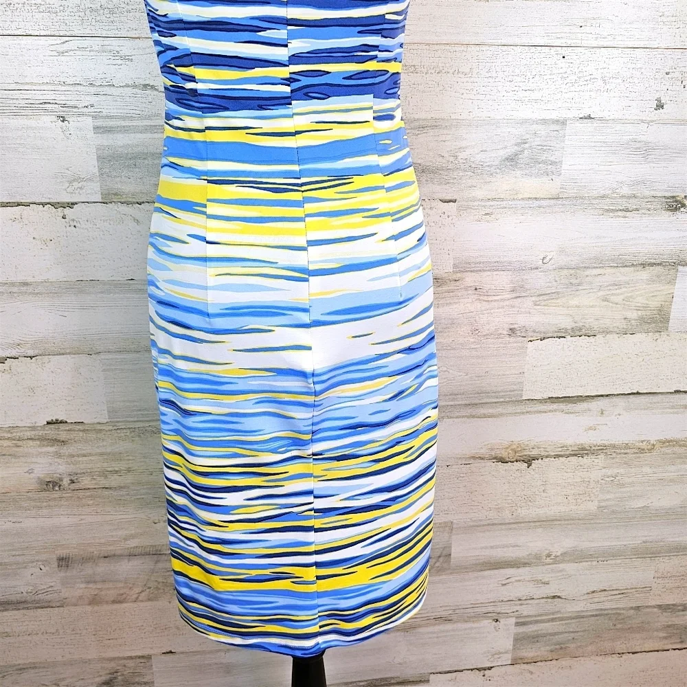 J. McLaughlin Sophia Catalina Cloth Sheath Dress XS Blue Sea Inspired Yachtcore